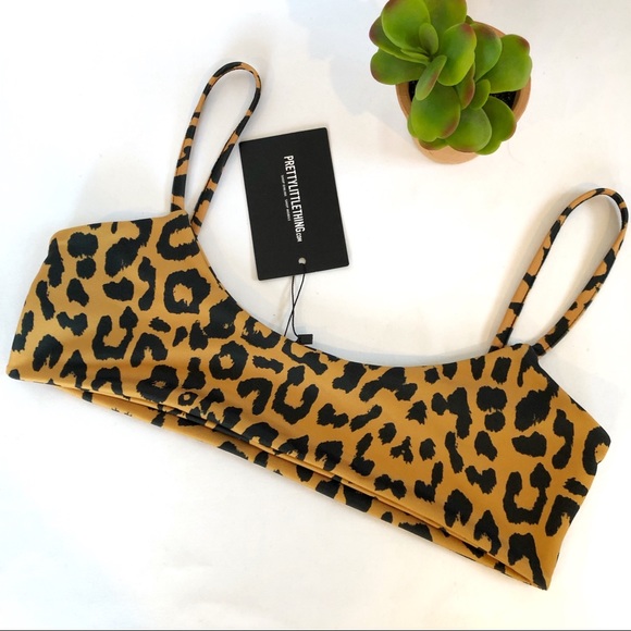 PrettyLittleThing Other - PrettyLittleThing Orange Cheetah Scoop Bikini Top